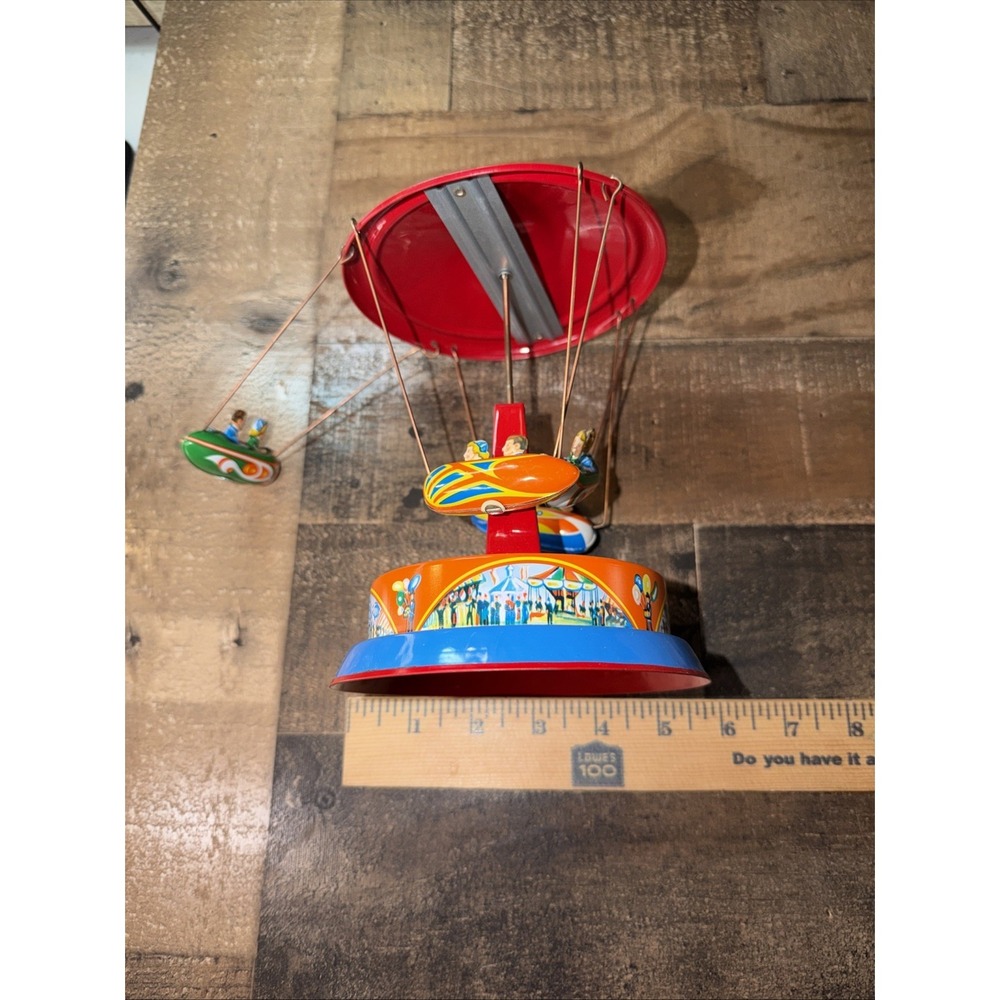 Vintage Spinning Carousel Roundabout Tin Litho Toy West Germany - Works W/ Box - Picture 17 of 17